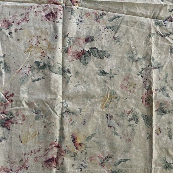 Vintage Ralph Lauren Francesca Queen Flat Sheet Set of 2 Ruffle Sham Tan Floral - Picture 4 of 16